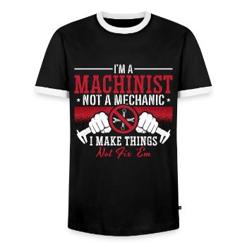 Machinist I'm A Machinist Not A Mechanic Machining - Men's Ringer Shirt - black/white - Front - AI Model Female 172 light (172cm) & AI Model Male 178 light (178cm)
