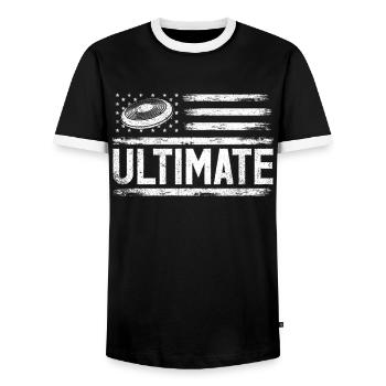 Ultimate Frisbee & Disc Golf Frisbee Design - Männer Kontrast-T-Shirt - Schwarz/Weiß - Vorne - AI Model Female 172 light (172cm) & AI Model Male 178 light (178cm)