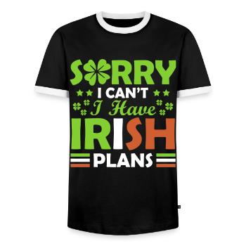 Désolé, je ne peux pas, j’ai l’irlandais - T-shirt contrasté Homme - noir/blanc - Devant - AI Model Female 172 light (172cm) & AI Model Male 178 light (178cm)