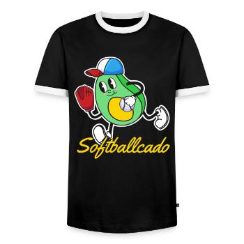Avocat de softball - T-shirt contrasté Homme - noir/blanc - Devant - AI Model Female 172 light (172cm) & AI Model Male 178 light (178cm)
