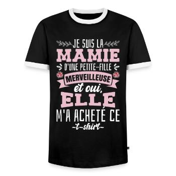 Je Suis La Mamie D'Une Petite-Fille - T-shirt contrasté Homme - noir/blanc - Devant - AI Model Female 172 light (172cm) & AI Model Male 178 light (178cm)