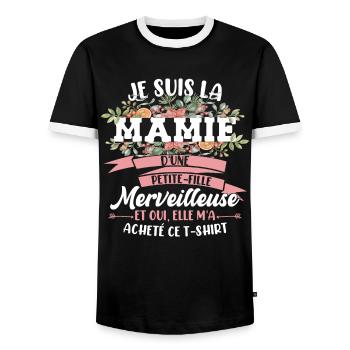 Je Suis La Mamie | Petite-Fille | Grand-Maman - T-shirt contrasté Homme - noir/blanc - Devant - AI Model Female 172 light (172cm) & AI Model Male 178 light (178cm)