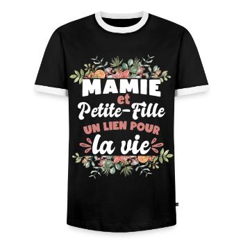 Mamie Et Petite-Fille - T-shirt contrasté Homme - noir/blanc - Devant - AI Model Female 172 light (172cm) & AI Model Male 178 light (178cm)