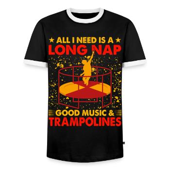 Alles, was ich brauche, ist ein langes Nickerchen, Musik und Trampoline - Männer Kontrast-T-Shirt - Schwarz/Weiß - Vorne - AI Model Female 172 light (172cm) & AI Model Male 178 light (178cm)