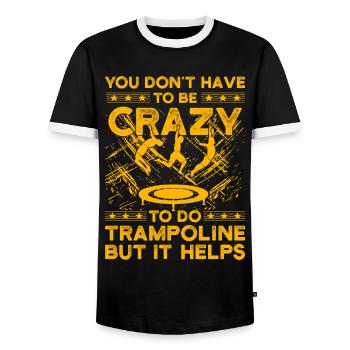 Il n’est pas nécessaire d’être fou pour faire du trampoline mais c’est - T-shirt contrasté Homme - noir/blanc - Devant - AI Model Female 172 light (172cm) & AI Model Male 178 light (178cm)