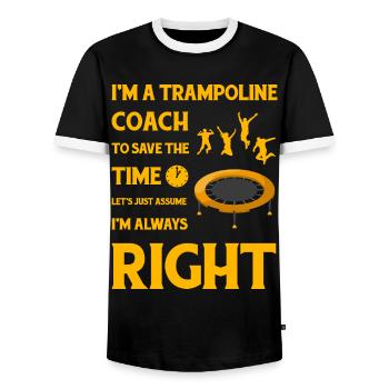 Trampoline Coach - Men's Ringer Shirt - black/white - Front - AI Model Female 172 light (172cm) & AI Model Male 178 light (178cm)