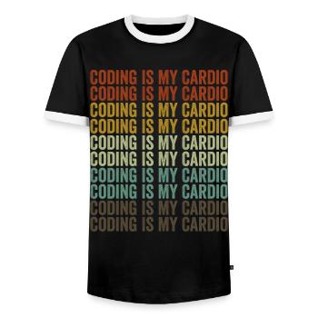 Coding is a matter close to my heart Coding Softw - Men's Ringer Shirt - black/white - Front - AI Model Female 172 light (172cm) & AI Model Male 178 light (178cm)