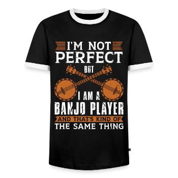 Banjo Je ne suis pas parfait Mais Musique Folklorique Joueur de Banjo - T-shirt contrasté Homme - noir/blanc - Devant - AI Model Female 172 light (172cm) & AI Model Male 178 light (178cm)
