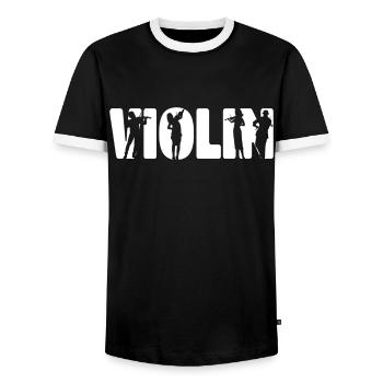 Violon Violoniste Violon - T-shirt contrasté Homme - noir/blanc - Devant - AI Model Female 172 light (172cm) & AI Model Male 178 light (178cm)