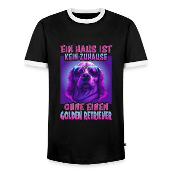 Hunde Spruch Golden Retriever Design für - Männer Kontrast-T-Shirt - Schwarz/Weiß - Vorne - AI Model Female 172 light (172cm) & AI Model Male 178 light (178cm)