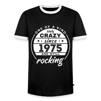 Unique en son genre totalement fou depuis 1975 Rocking - T-shirt contrasté Homme - noir/blanc - Devant - AI Model Female 172 light (172cm) & AI Model Male 178 light (178cm)