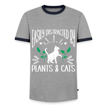 Plant Gardening Gardener Landscape Architect - Men's Ringer Shirt - grey/navy  - Front - AI Model Female 172 light (172cm) & AI Model Male 178 light (178cm)