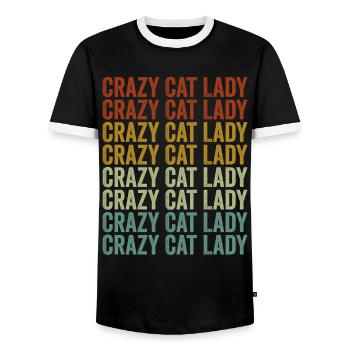 Crazy Cat Lady Purple Cats - T-shirt contrasté Homme - noir/blanc - Devant - AI Model Female 172 light (172cm) & AI Model Male 178 light (178cm)