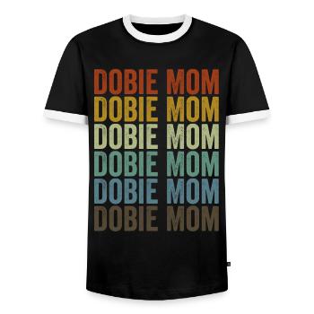 Dobie Mama Doberman Mama Dog Lovers - T-shirt contrasté Homme - noir/blanc - Devant - AI Model Female 172 light (172cm) & AI Model Male 178 light (178cm)