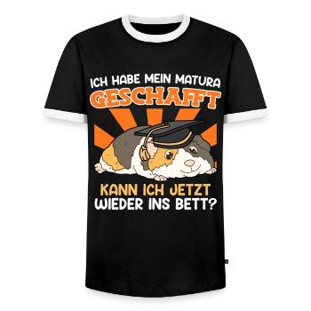 Maturant 2023 kann ich wieder ins Bett? - Männer Kontrast-T-Shirt - Schwarz/Weiß - Vorne - AI Model Female 172 light (172cm) & AI Model Male 178 light (178cm)