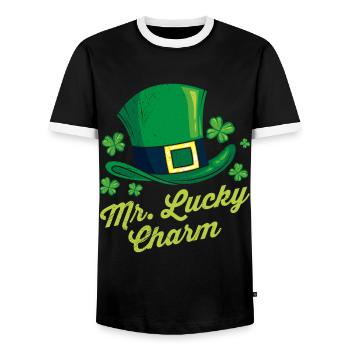 Mr Lucky Charm Irlandais St Patrick - T-shirt contrasté Homme - noir/blanc - Devant - AI Model Female 172 light (172cm) & AI Model Male 178 light (178cm)