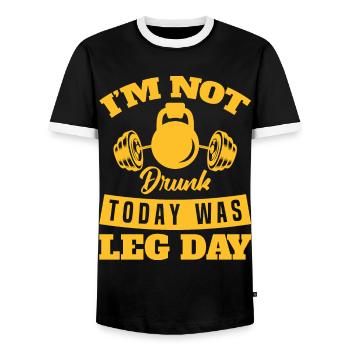 Drôle je ne suis pas ivre aujourd’hui était le jour des jambes pour les amateurs de gymnastique - T-shirt contrasté Homme - noir/blanc - Devant - AI Model Female 172 light (172cm) & AI Model Male 178 light (178cm)