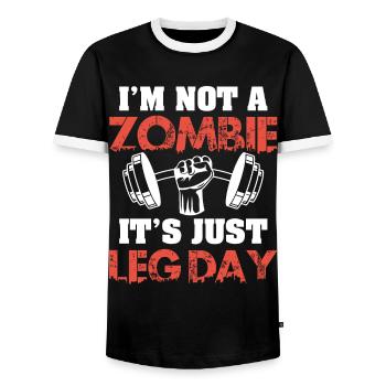 Je ne suis pas un jour de jambe drôle de zombie pour les culturistes - T-shirt contrasté Homme - noir/blanc - Devant - AI Model Female 172 light (172cm) & AI Model Male 178 light (178cm)