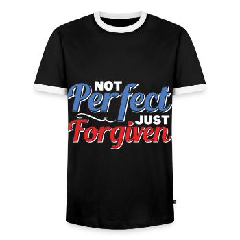 Not Perfect Just Forgiven For Christians - Men's Ringer Shirt - black/white - Front - AI Model Female 172 light (172cm) & AI Model Male 178 light (178cm)