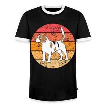Beagle Dog Lovers Retro Vintage Cadeau - T-shirt contrasté Homme - noir/blanc - Devant - AI Model Female 172 light (172cm) & AI Model Male 178 light (178cm)