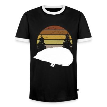 Igel Wald - Männer Kontrast-T-Shirt - Schwarz/Weiß - Vorne - AI Model Female 172 light (172cm) & AI Model Male 178 light (178cm)