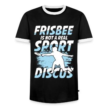 Frisbee Is Not A Real Sport Discus - Männer Kontrast-T-Shirt - Schwarz/Weiß - Vorne - AI Model Female 172 light (172cm) & AI Model Male 178 light (178cm)