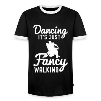 Ballroom - Men's Ringer Shirt - black/white - Front - AI Model Female 172 light (172cm) & AI Model Male 178 light (178cm)