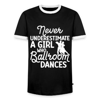 Ballroom - Men's Ringer Shirt - black/white - Front - AI Model Female 172 light (172cm) & AI Model Male 178 light (178cm)