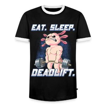 Axolotl Bodybuilding Fitness Gym Deadlift - Männer Kontrast-T-Shirt - Schwarz/Weiß - Vorne - AI Model Female 172 light (172cm) & AI Model Male 178 light (178cm)