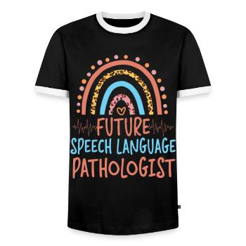 Speech Therapist Therapy Assistant - Men's Ringer Shirt - black/white - Front - AI Model Female 172 light (172cm) & AI Model Male 178 light (178cm)