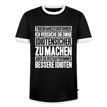 Triebfahrzeugführer Lokführer Train Driver - Männer Kontrast-T-Shirt - Schwarz/Weiß - Vorne - AI Model Female 172 light (172cm) & AI Model Male 178 light (178cm)