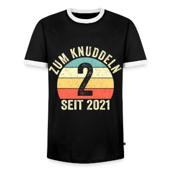 Geburtstag Junge Mädchen 2 Jahre Seit 2021 - Männer Kontrast-T-Shirt - Schwarz/Weiß - Vorne - AI Model Female 172 light (172cm) & AI Model Male 178 light (178cm)