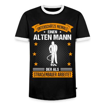 Straßenbauer Alter Mann Spruch Herren Geschenk - Männer Kontrast-T-Shirt - Schwarz/Weiß - Vorne - AI Model Female 172 light (172cm) & AI Model Male 178 light (178cm)