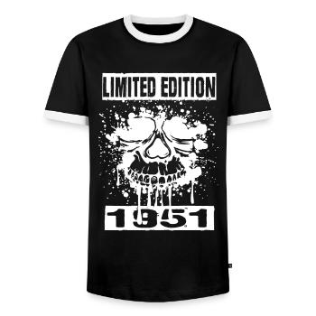 Édition limitée 1951 - T-shirt contrasté Homme - noir/blanc - Devant - AI Model Female 172 light (172cm) & AI Model Male 178 light (178cm)
