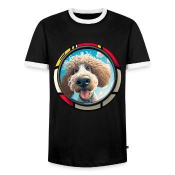 Dog Cartoon Poodle Design pour les amoureux des chiens - T-shirt contrasté Homme - noir/blanc - Devant - AI Model Female 172 light (172cm) & AI Model Male 178 light (178cm)