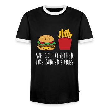 Drôle de citation de hamburger Cheeseburger Lover - T-shirt contrasté Homme - noir/blanc - Devant - AI Model Female 172 light (172cm) & AI Model Male 178 light (178cm)