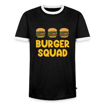 Drôle de citation de hamburger Cheeseburger Lover - T-shirt contrasté Homme - noir/blanc - Devant - AI Model Female 172 light (172cm) & AI Model Male 178 light (178cm)