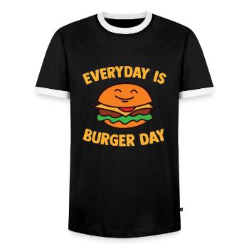 Cheeseburger Fast Food Burger Lovers - Men's Ringer Shirt - black/white - Front - AI Model Female 172 light (172cm) & AI Model Male 178 light (178cm)