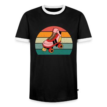 Patineur à roues alignées Patineur à roues alignées Patineurs à roues alignées - T-shirt contrasté Homme - noir/blanc - Devant - AI Model Female 172 light (172cm) & AI Model Male 178 light (178cm)