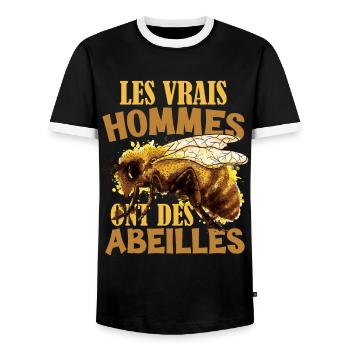 Homme Abeilles Apiculteur - T-shirt contrasté Homme - noir/blanc - Devant - AI Model Female 172 light (172cm) & AI Model Male 178 light (178cm)