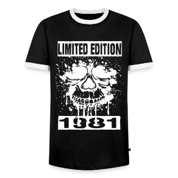 Édition limitée 1981 - T-shirt contrasté Homme - noir/blanc - Devant - AI Model Female 172 light (172cm) & AI Model Male 178 light (178cm)