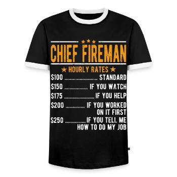 Cheffeuerer salaire horaire - T-shirt contrasté Homme - noir/blanc - Devant - AI Model Female 172 light (172cm) & AI Model Male 178 light (178cm)