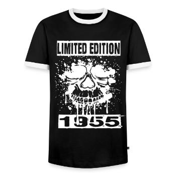 Limited Edition 1955 - Männer Kontrast-T-Shirt - Schwarz/Weiß - Vorne - AI Model Female 172 light (172cm) & AI Model Male 178 light (178cm)