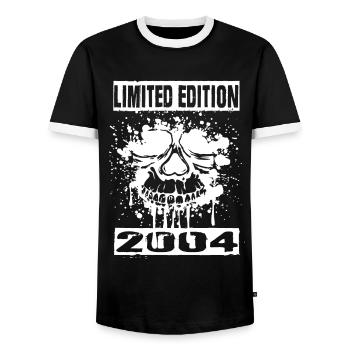Limited Edition 2004 - Men's Ringer Shirt - black/white - Front - AI Model Female 172 light (172cm) & AI Model Male 178 light (178cm)