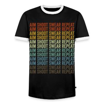Zielen Schießen Schwören Wiederholen Bogenschütze - Männer Kontrast-T-Shirt - Schwarz/Weiß - Vorne - AI Model Female 172 light (172cm) & AI Model Male 178 light (178cm)