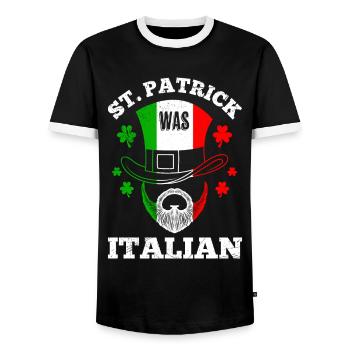 St Patrick war Italiener St. Patrick’s Day Irland - Männer Kontrast-T-Shirt - Schwarz/Weiß - Vorne - AI Model Female 172 light (172cm) & AI Model Male 178 light (178cm)