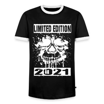 Limited Edition 2021 - Men's Ringer Shirt - black/white - Front - AI Model Female 172 light (172cm) & AI Model Male 178 light (178cm)