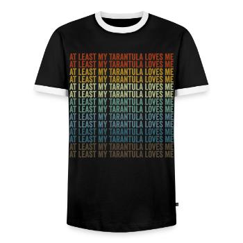 Au moins ma tarentule m’aime araignée tarentule - T-shirt contrasté Homme - noir/blanc - Devant - AI Model Female 172 light (172cm) & AI Model Male 178 light (178cm)