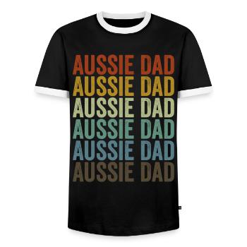 Aussie Dad Australian Shepherd Dog Dog Lovers - Men's Ringer Shirt - black/white - Front - AI Model Female 172 light (172cm) & AI Model Male 178 light (178cm)