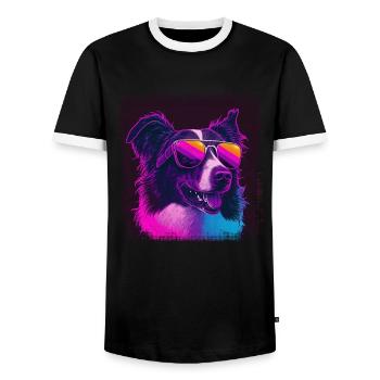 Dog Saying Border Collie Design - Men's Ringer Shirt - black/white - Front - AI Model Female 172 light (172cm) & AI Model Male 178 light (178cm)